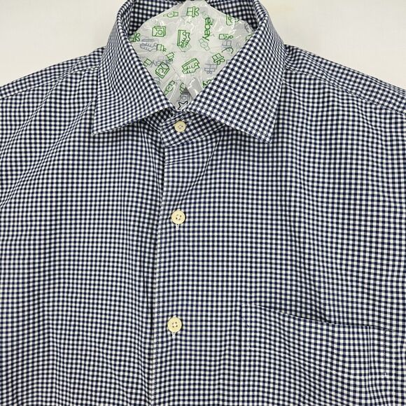 Peter Millar Shirt Mens 16.5 Long Crown Finish Button Up Gingham Casual Preppy - Picture 2 of 10